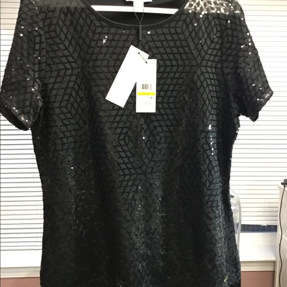 Cavin Klein black sparkling blouse - Picture 6 of 8
